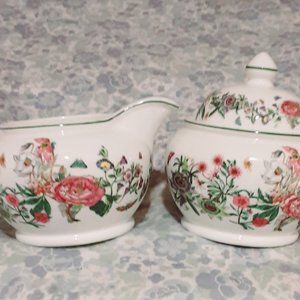 Vintage 1980’s Portmeirion China Summer Garland Creamer & Covered Sugar Pot set